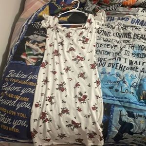 A white dress off the shoulder